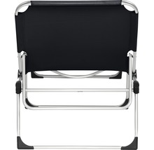 Vue arrière d''une chaise pliante noire avec cadre en aluminium