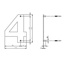 Numéro de rue Intersteel 4 150x2 mm acier inoxydable