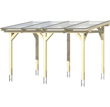 Holzcarport mit transparenter Überdachung und H-Pfostenankern