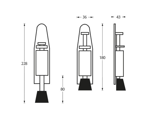 Schéma technique d''un butoir de porte avec dimensions