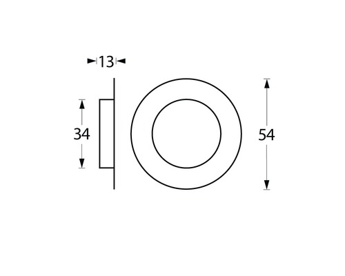 Technische Zeichnung eines runden Einbaustrahlers mit Maßangaben