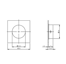 Poignée cuvette carrée acier inoxydable brossé/mat Lxlxh 55/55/18 mm Ø 32,5 mm