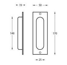 Schéma technique d''une poignée cuvette avec dimensions
