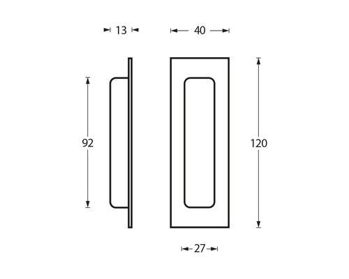 Technische Zeichnung eines Griffs mit Maßangaben