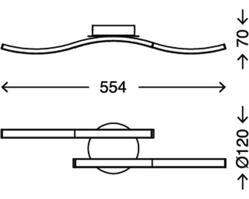 Schéma technique d''un plafonnier avec dimensions