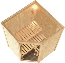 Sauna modulaire Karibu Larina sans poêle et couronne avec porte en bois avec verre à isolation thermique-thumb-3