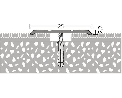Illustration d''un profilé de transition avec fixation et indications de dimensions