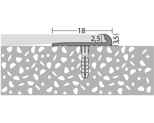 Illustration d''un profilé de transition avec indications de dimensions et fixation