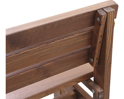 Gros plan d''un banc de jardin en bois avec fixation par vis