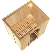 Sauna modulaire Karibu Bodina sans poêle et couronne avec porte entièrement vitrée coloris graphite-thumb-4