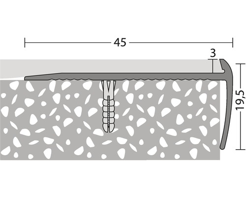Illustration d''un profilé de transition avec indications de dimensions pour revêtements de sol