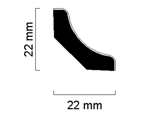 Baguette profilée de dimensions 22 x 22 millimètres.