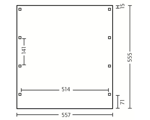 Technische Zeichnung mit Maßangaben des Produkts