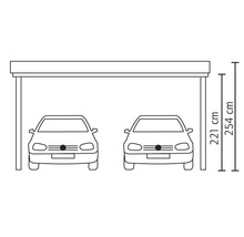 Doppelcarport SKAN HOLZ Friesland 557x708 cm mit Aluminium-Dach tauchimprägniert