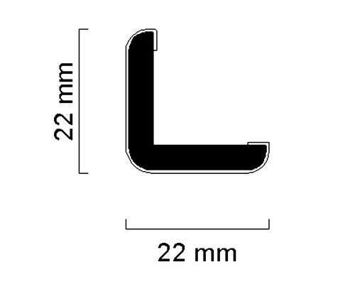 Profilquerschnitt mit den Maßen 22 mal 22 Millimeter