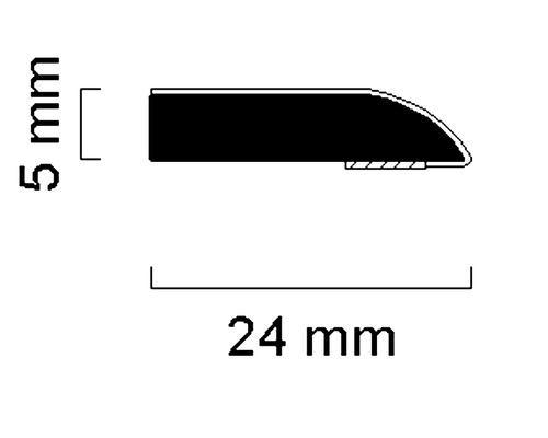 Profilleiste Querschnitt mit den Maßen 5 Millimeter mal 24 Millimeter