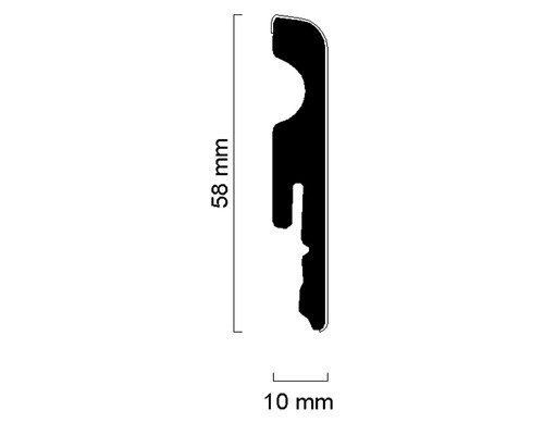 Dimensions d''une plinthe : 58 mm de haut et 10 mm de profondeur