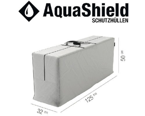 Housse de protection AquaShield avec des dimensions de 125 cm de longueur, 32 cm de largeur et 50 cm de hauteur
