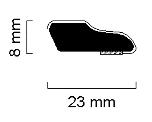 Illustration eines Profils mit den Maßen 8 mm und 23 mm