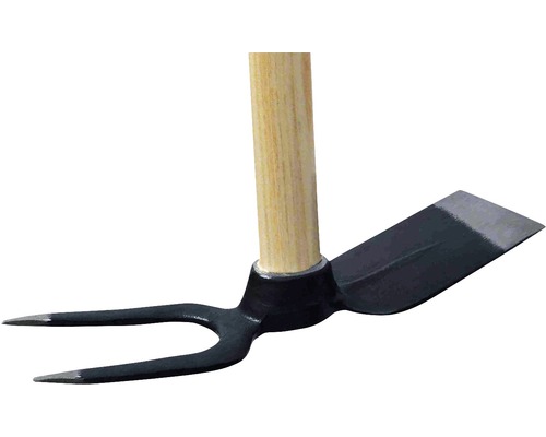 Doppelhacke mit Holzstiel für Gartenarbeiten