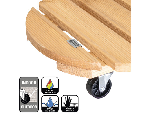 Rolluntersetzer aus Holz mit Rollen für den Innen- und Außenbereich