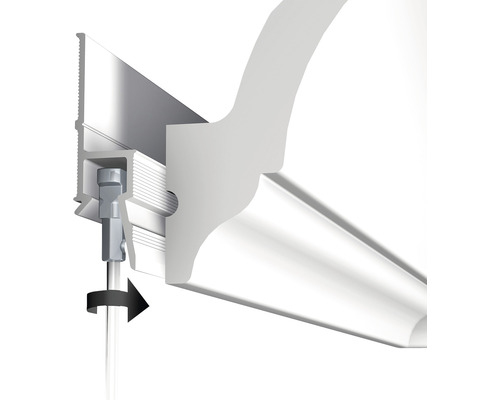 Detailansicht einer Gardinenstange mit Befestigung