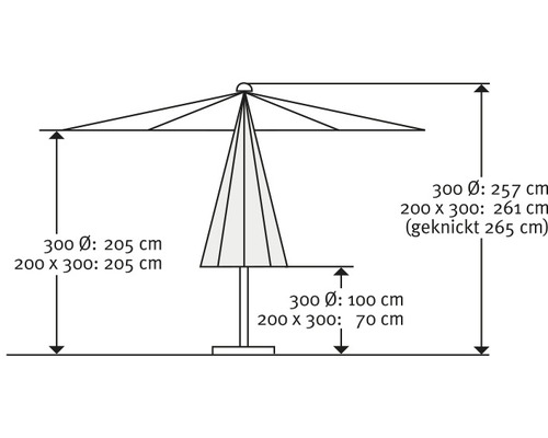 Sonnenschirm Schneider Malaga - HORNBACH 200 300 180 natur Polyester g/m² x 261 cm Luxemburg x