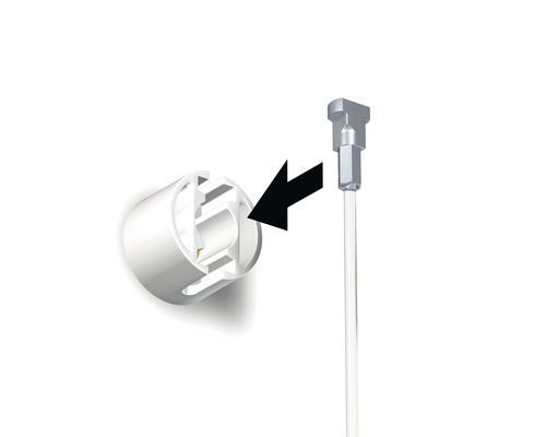 Anschluss einer Lichtleiste an eine Halterung mit Pfeil