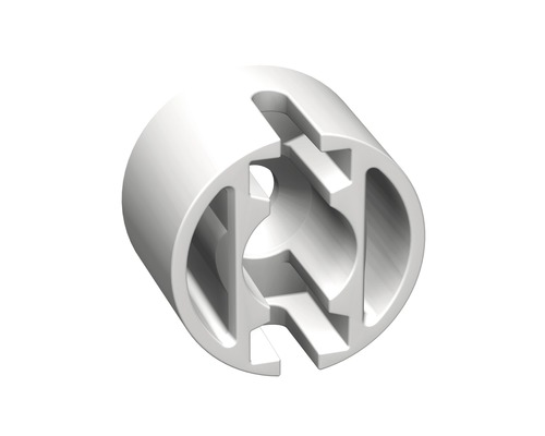 Einzelner, zylindrischer Kunststoffverbinder mit Aussparungen