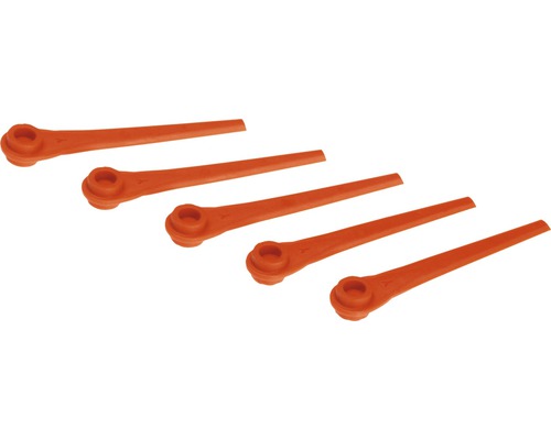 Cinq lames de coupe-bordures en plastique