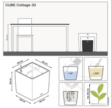 Bac Lechuza Cube Cottage plastique 30x30x30 cm granit avec système d'arrosage en terre et indicateur de niveau d'eau-thumb-7