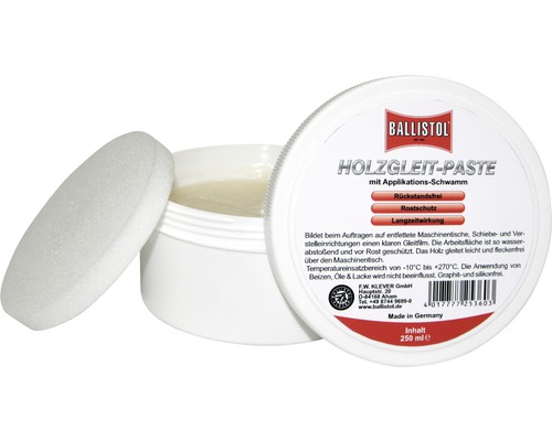 Ballistol Pâte de glissement pour bois avec éponge d''application, pot de 250 ml
