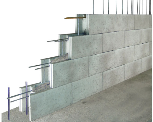 Maçonnerie en blocs de béton avec armature en acier