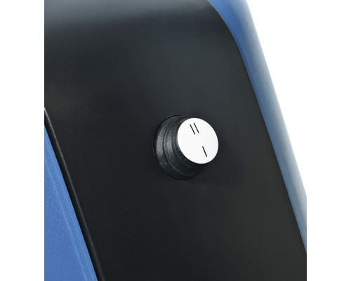 Detailansicht eines Schalters mit zwei Strichen für maximale Leistung und einem Strich für minimale Leistung