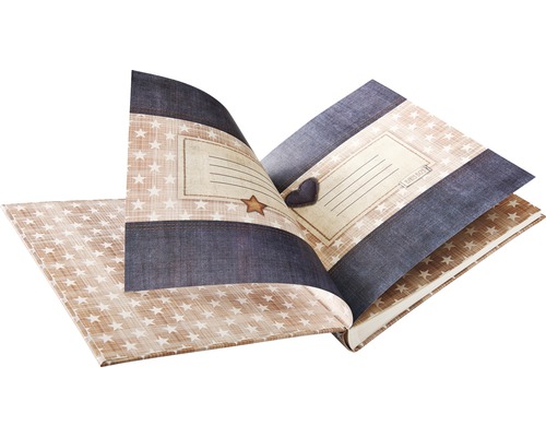 Album ouvert avec motif étoilé et champ d''inscription