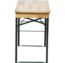 Table de bière avec plateau en bois et cadre en métal