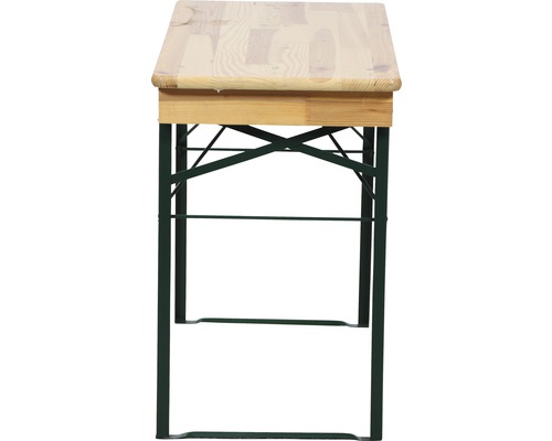 Table de bière avec plateau en bois et cadre en métal