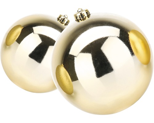Zwei Christbaumkugeln aus Kunststoff