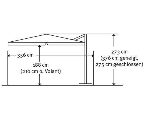 Illustration des dimensions d''un parasol