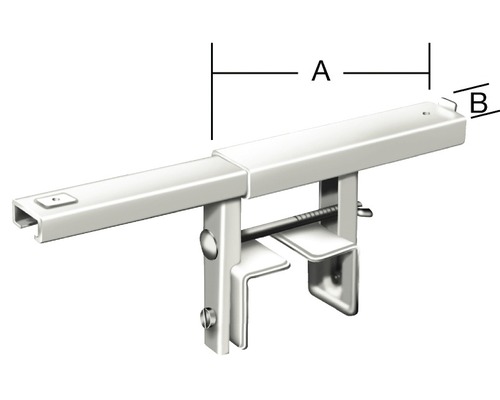 Metallhalterung mit Maßangaben A und B