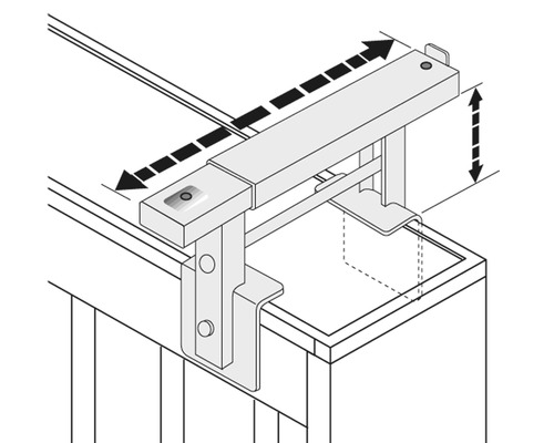 Illustration einer verstellbaren Tischhalterung