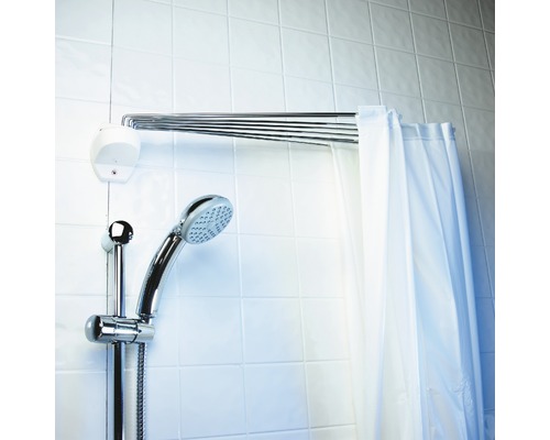 Duschspinne Spirella Ombrella mit Gestänge und Duschvorhang 200x170 cm weiß