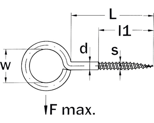 Schéma d''un modèle de vis à bois à anneau avec dimensions