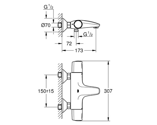 Dessin technique d''un robinet avec dimensions