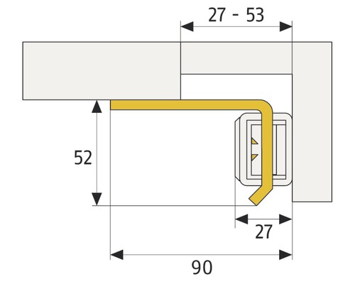 Dessin technique d''une quincaillerie d''ameublement avec dimensions