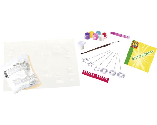 Gipsfiguren Gießset mit Formen, Farben, Pinsel, Gießpulver und Anleitung