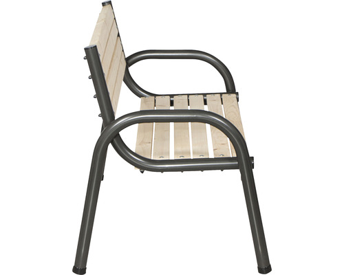 Gartenbank mit Armlehnen aus Holz und Metall