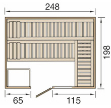 Sauna en bois massif Weka Bergen GTF taille 3 avec poêle 7,5 kW et commande numérique, avec fenêtre et porte entièrement vitrée couleur graphite-thumb-1
