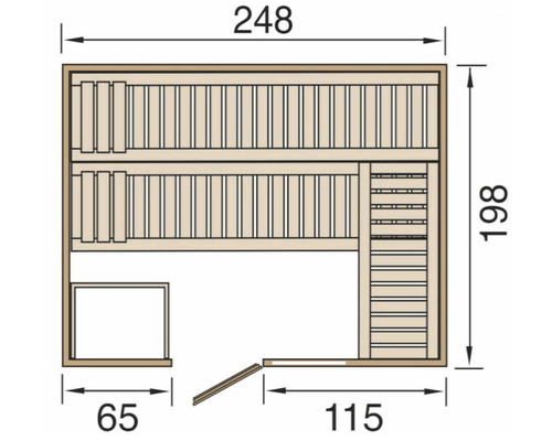 Plan d''une sauna avec dimensions
