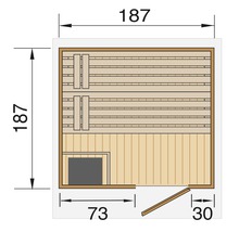Chalet sauna Weka Naantali avec poêle 9 kW et commande externe, avec portes en bois et verre à isolation thermique-thumb-1